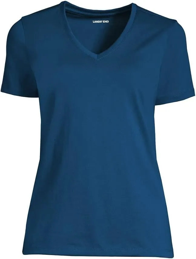 Lands' End Women's Relaxed American-Grown Supima Cotton V-Neck T-Shirt