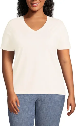 Lands' End Women's Relaxed American-Grown Supima Cotton V-Neck T-Shirt