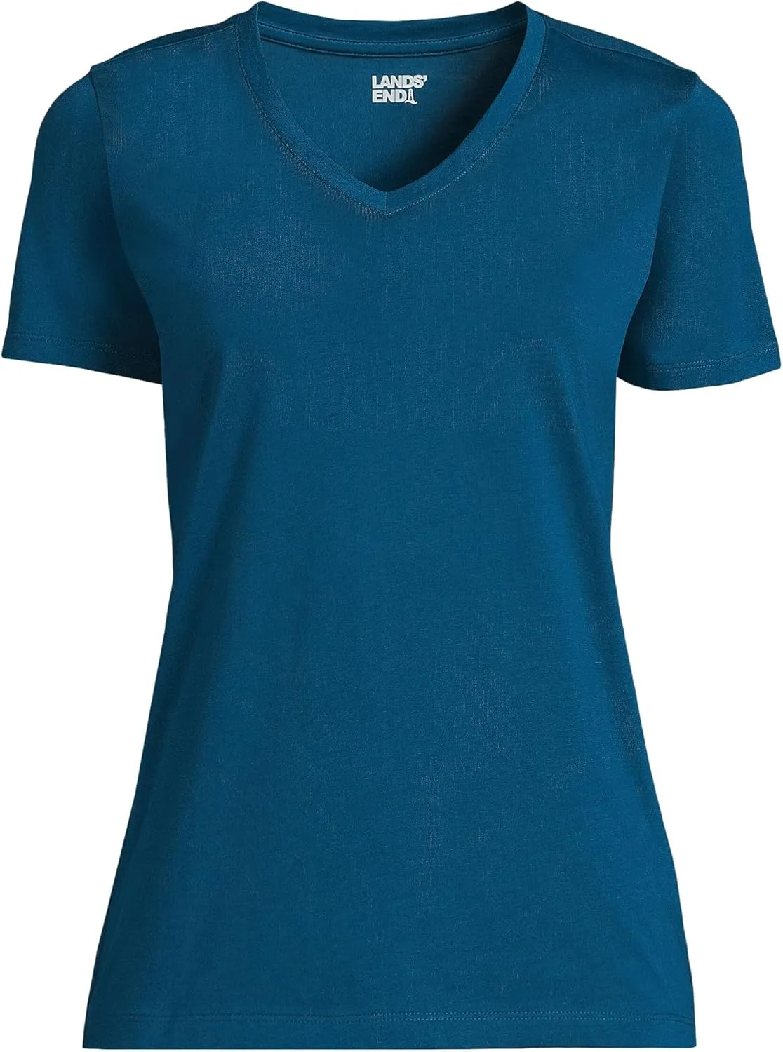 Lands' End Women's Relaxed American-Grown Supima Cotton V-Neck T-Shirt