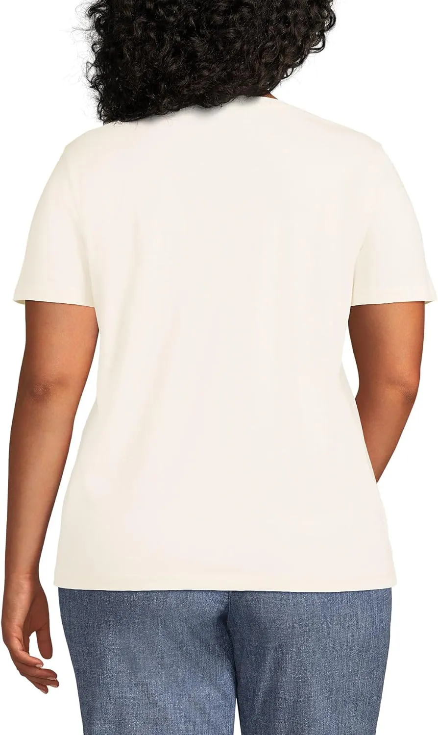 Lands' End Women's Relaxed American-Grown Supima Cotton V-Neck T-Shirt