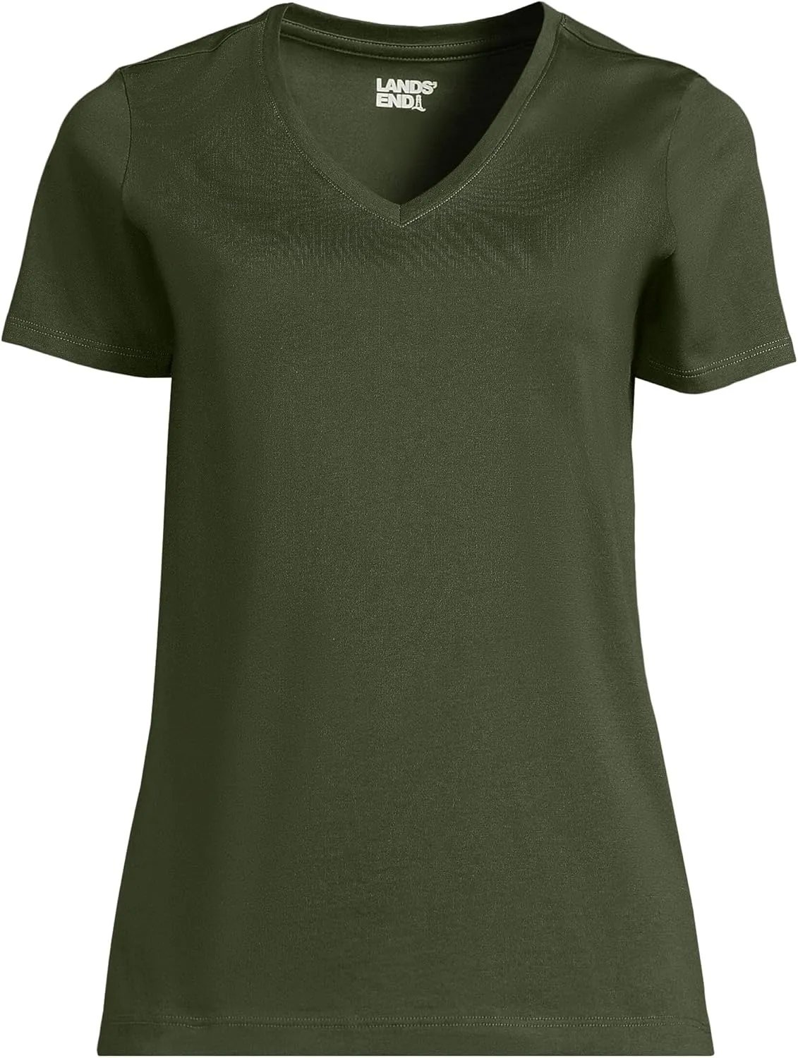 Lands' End Women's Relaxed American-Grown Supima Cotton V-Neck T-Shirt