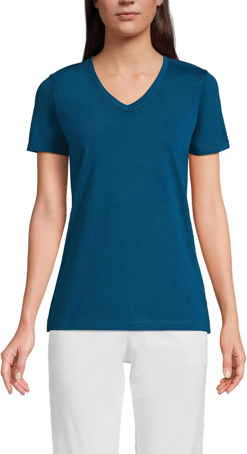 Lands' End Women's Relaxed American-Grown Supima Cotton V-Neck T-Shirt