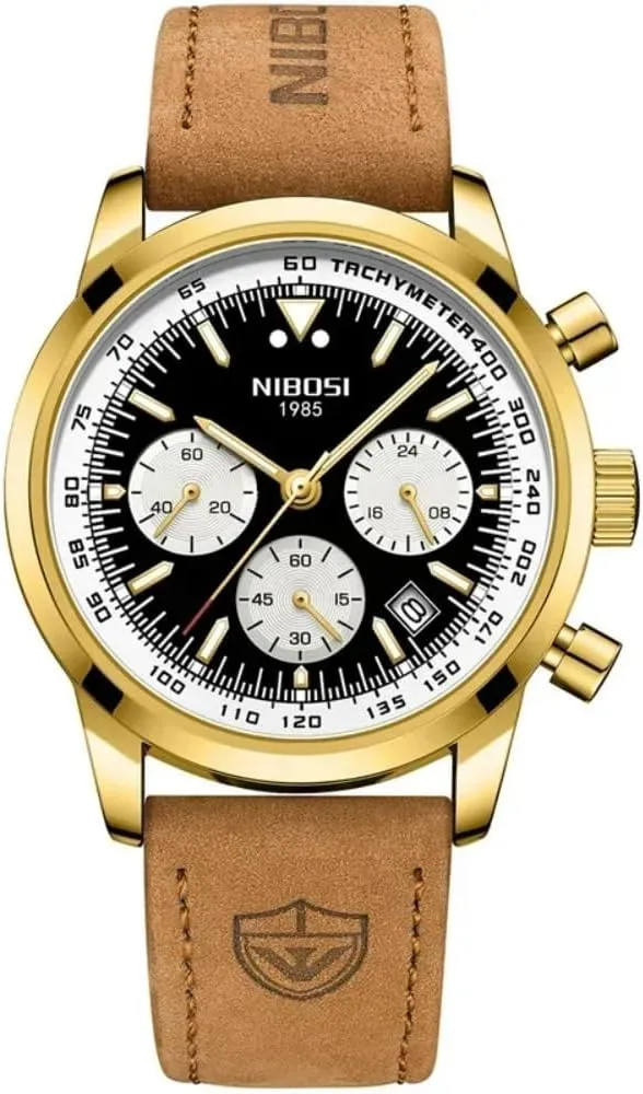 Leather Mens Watches Luxury Waterproof Chronograph Business Luminous Date Men Quartz Watch
