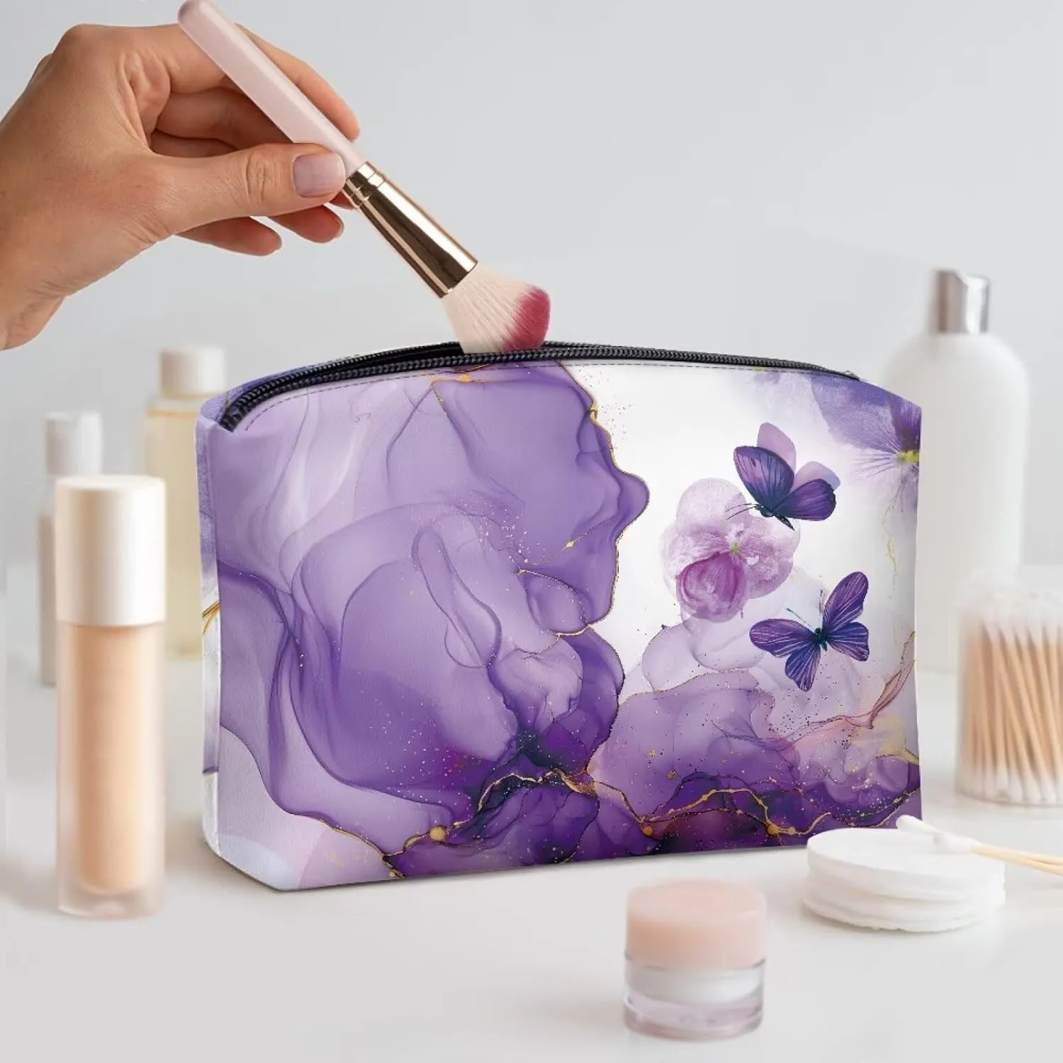 Leather Wristlet Purse for Women Fashion Clutch Purse Leather Handbag With Strap Zip Wallet Credit ID Cards Holder