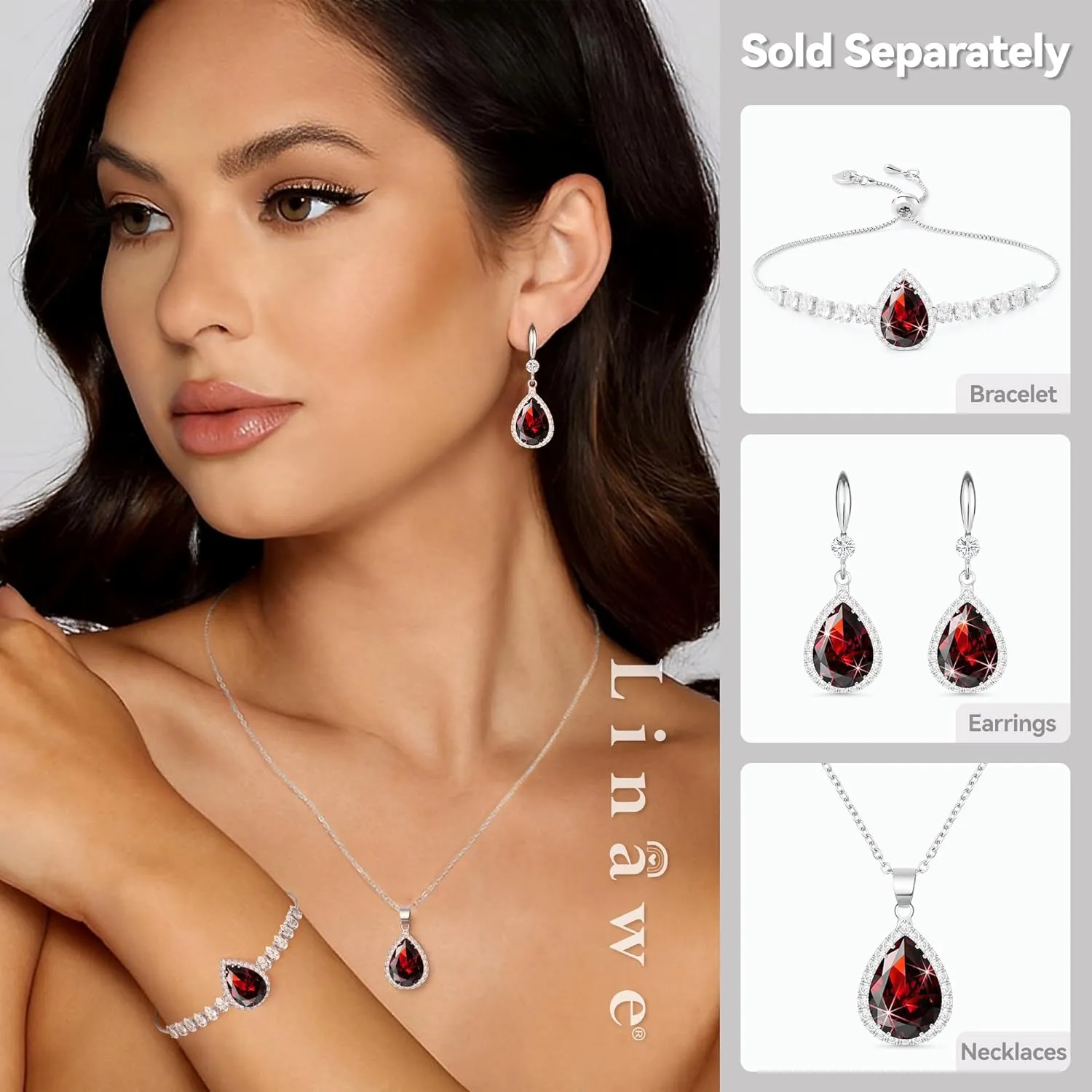 Linawe Imitation Diamond Dangle Earrings for Women Trendy, Rhinestone Drop Chandelier Earrings, Teardrop Crystal Cubic Zirconia Wedding Jewelry Set, 14K Gold/Rose Gold/Silver Tone