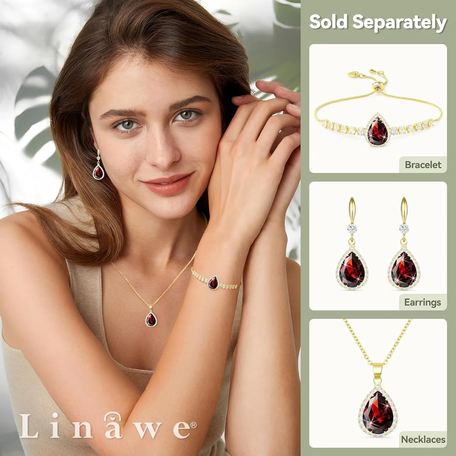 Linawe Imitation Diamond Dangle Earrings for Women Trendy, Rhinestone Drop Chandelier Earrings, Teardrop Crystal Cubic Zirconia Wedding Jewelry Set, 14K Gold/Rose Gold/Silver Tone