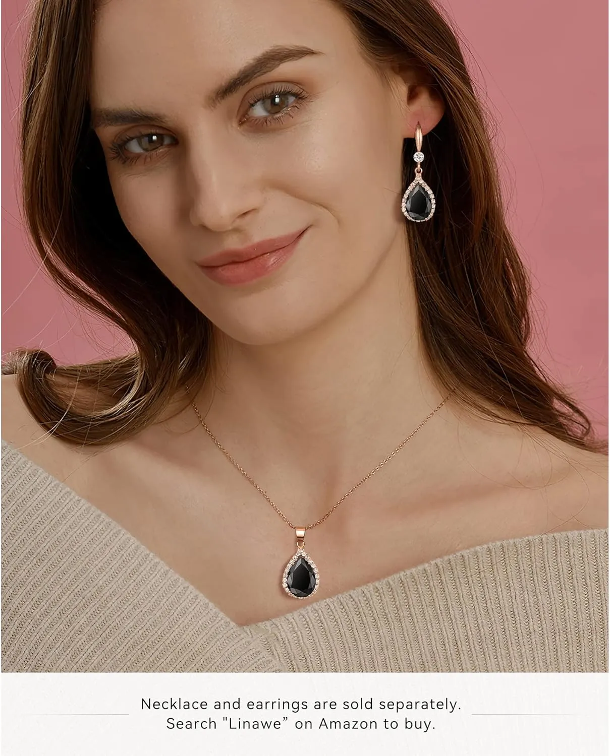 Linawe Imitation Diamond Dangle Earrings for Women Trendy, Rhinestone Drop Chandelier Earrings, Teardrop Crystal Cubic Zirconia Wedding Jewelry Set, 14K Gold/Rose Gold/Silver Tone