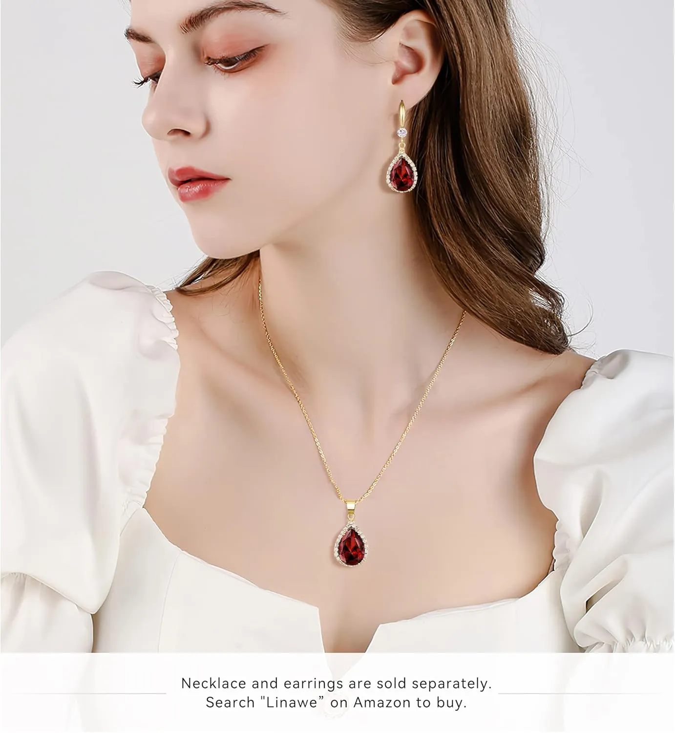 Linawe Imitation Diamond Dangle Earrings for Women Trendy, Rhinestone Drop Chandelier Earrings, Teardrop Crystal Cubic Zirconia Wedding Jewelry Set, 14K Gold/Rose Gold/Silver Tone
