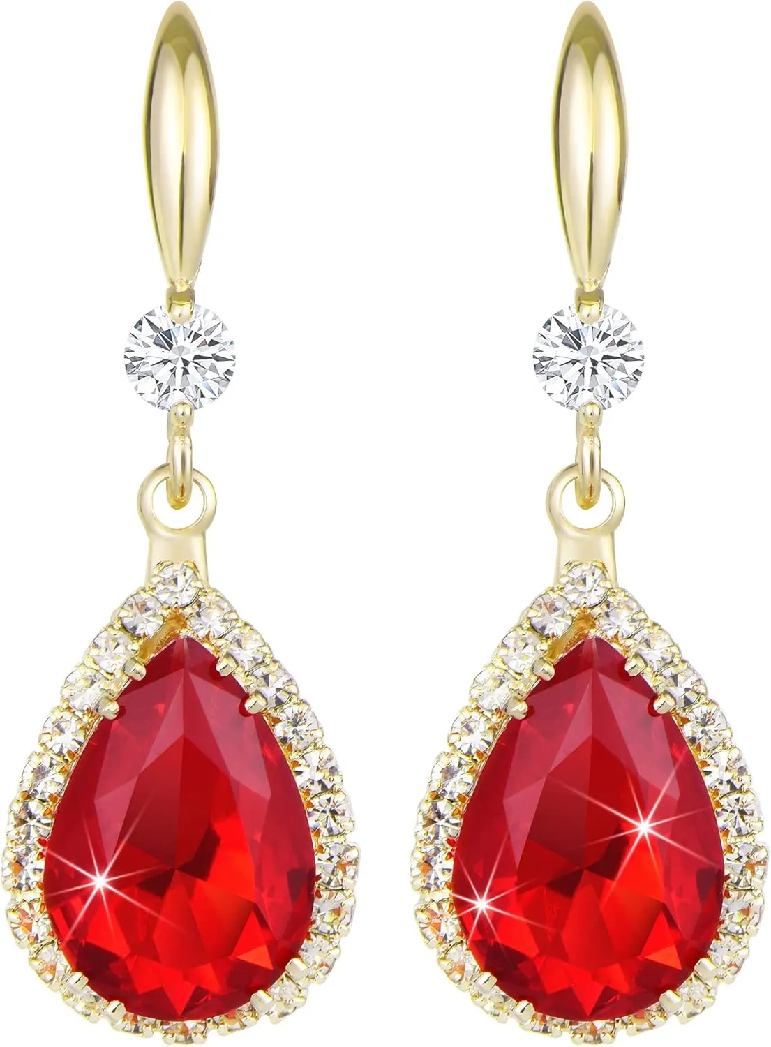 Linawe Imitation Diamond Dangle Earrings for Women Trendy, Rhinestone Drop Chandelier Earrings, Teardrop Crystal Cubic Zirconia Wedding Jewelry Set, 14K Gold/Rose Gold/Silver Tone