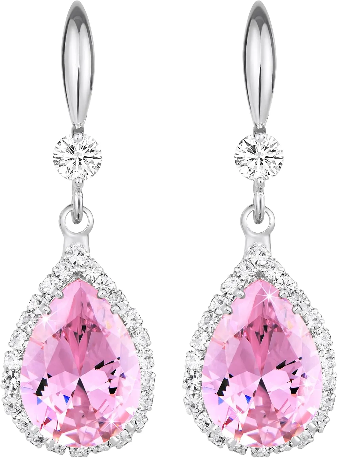 Linawe Imitation Diamond Dangle Earrings for Women Trendy, Rhinestone Drop Chandelier Earrings, Teardrop Crystal Cubic Zirconia Wedding Jewelry Set, 14K Gold/Rose Gold/Silver Tone
