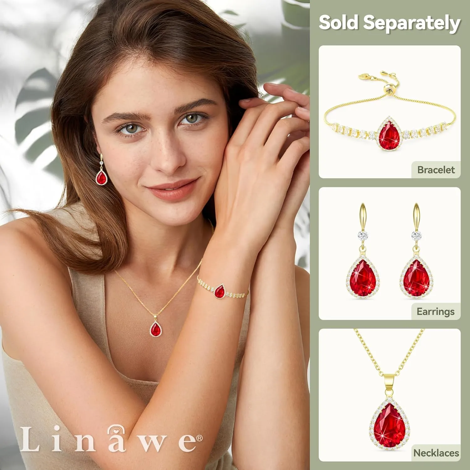Linawe Imitation Diamond Dangle Earrings for Women Trendy, Rhinestone Drop Chandelier Earrings, Teardrop Crystal Cubic Zirconia Wedding Jewelry Set, 14K Gold/Rose Gold/Silver Tone