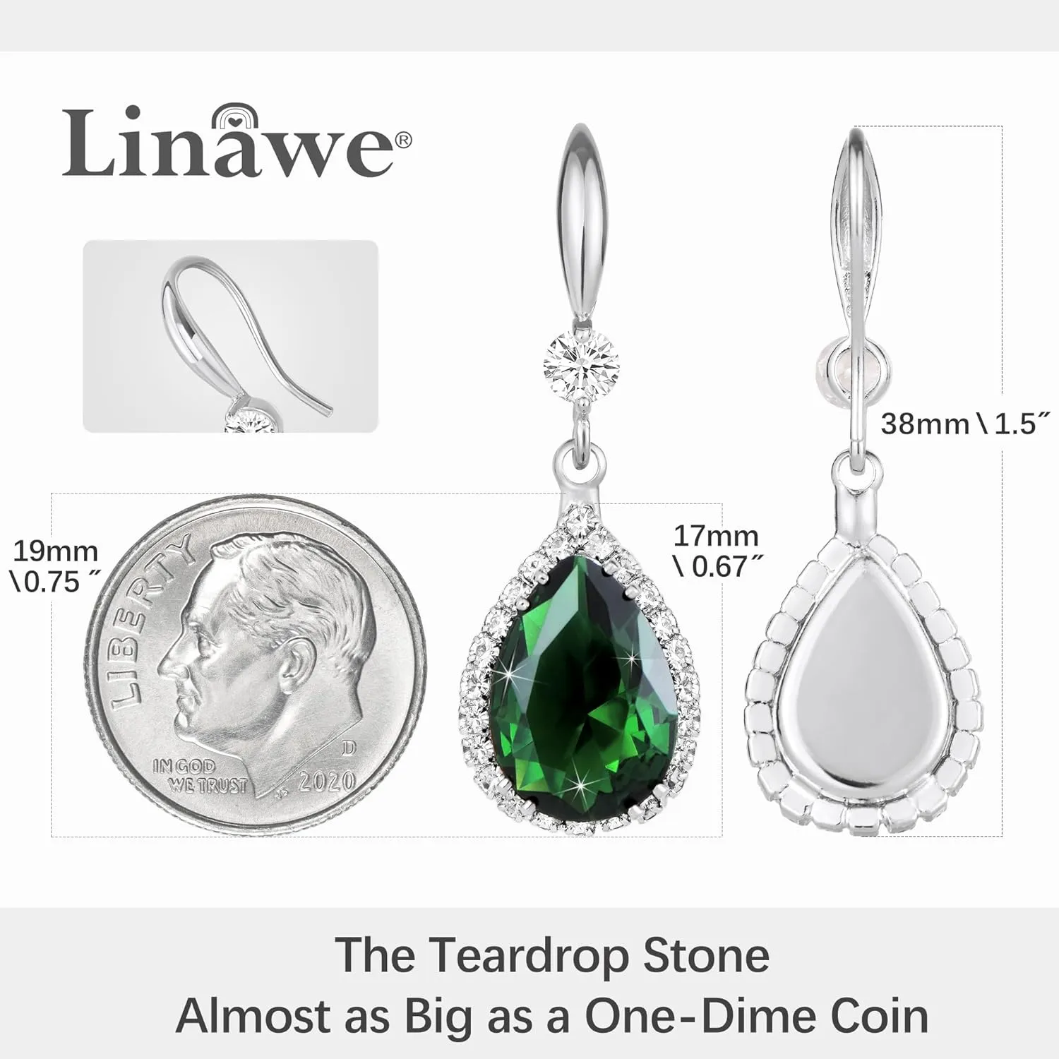 Linawe Imitation Diamond Dangle Earrings for Women Trendy, Rhinestone Drop Chandelier Earrings, Teardrop Crystal Cubic Zirconia Wedding Jewelry Set, 14K Gold/Rose Gold/Silver Tone