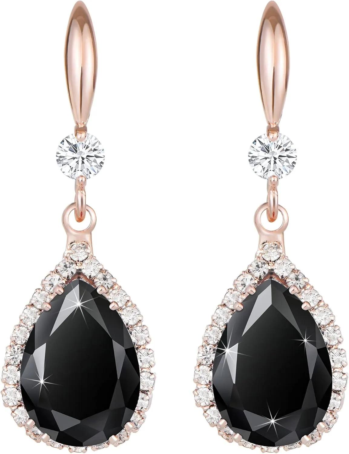 Linawe Imitation Diamond Dangle Earrings for Women Trendy, Rhinestone Drop Chandelier Earrings, Teardrop Crystal Cubic Zirconia Wedding Jewelry Set, 14K Gold/Rose Gold/Silver Tone
