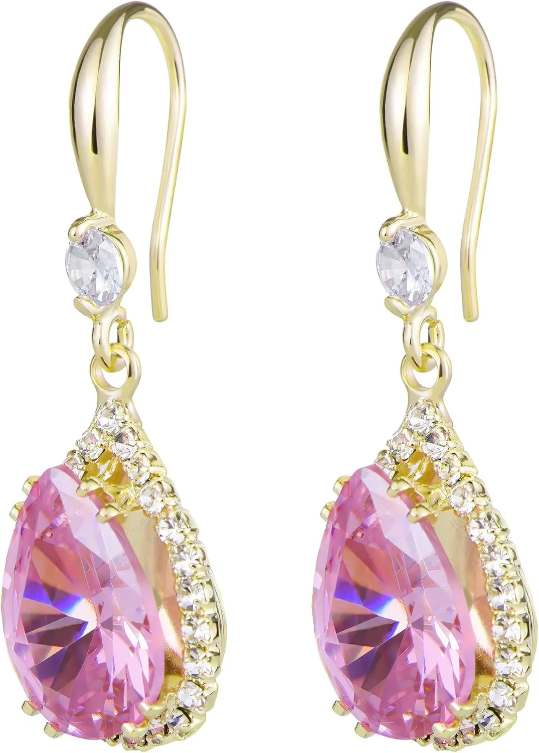 Linawe Imitation Diamond Dangle Earrings for Women Trendy, Rhinestone Drop Chandelier Earrings, Teardrop Crystal Cubic Zirconia Wedding Jewelry Set, 14K Gold/Rose Gold/Silver Tone