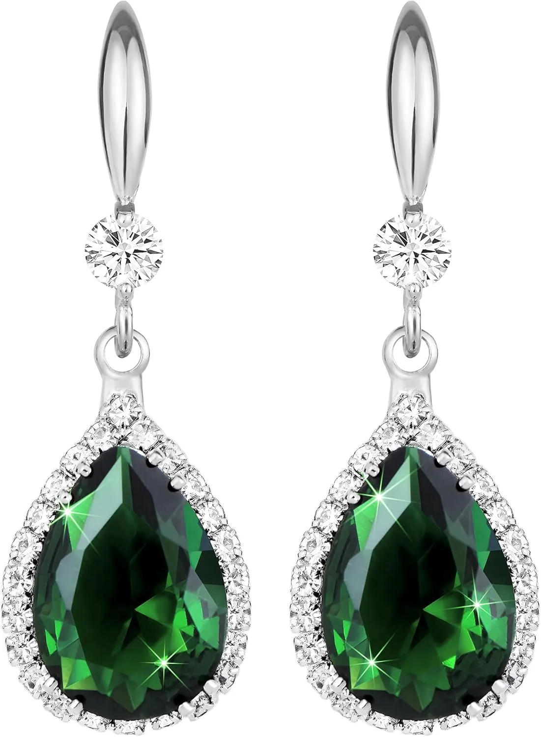 Linawe Imitation Diamond Dangle Earrings for Women Trendy, Rhinestone Drop Chandelier Earrings, Teardrop Crystal Cubic Zirconia Wedding Jewelry Set, 14K Gold/Rose Gold/Silver Tone