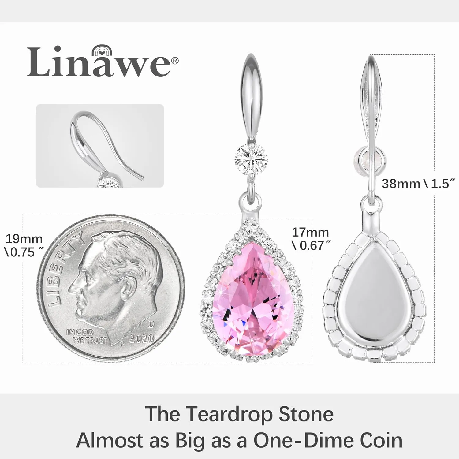 Linawe Imitation Diamond Dangle Earrings for Women Trendy, Rhinestone Drop Chandelier Earrings, Teardrop Crystal Cubic Zirconia Wedding Jewelry Set, 14K Gold/Rose Gold/Silver Tone