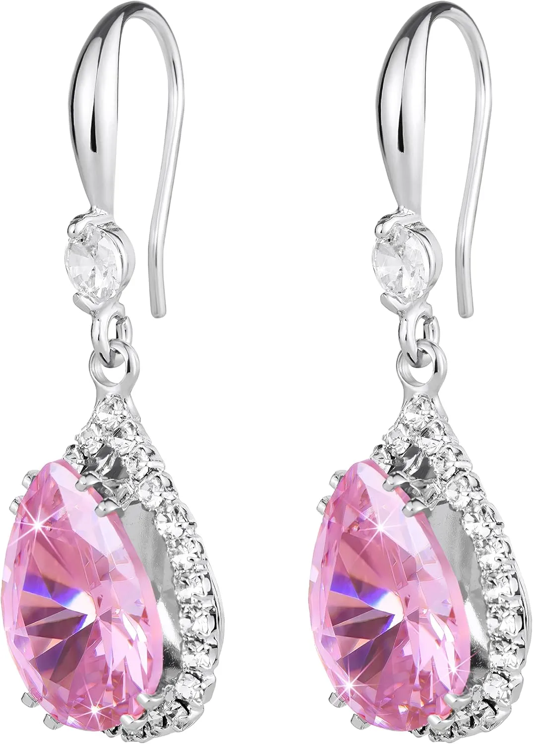 Linawe Imitation Diamond Dangle Earrings for Women Trendy, Rhinestone Drop Chandelier Earrings, Teardrop Crystal Cubic Zirconia Wedding Jewelry Set, 14K Gold/Rose Gold/Silver Tone