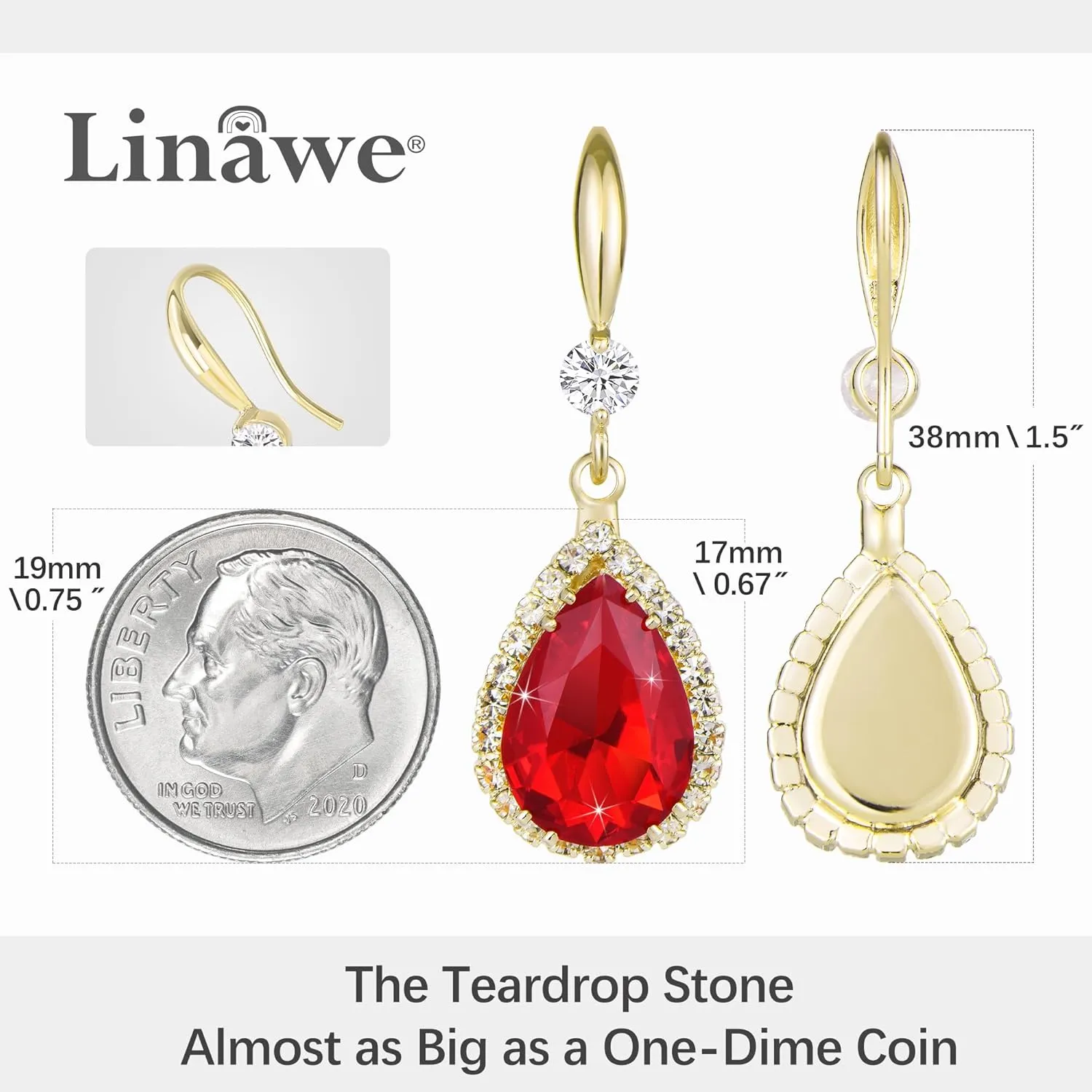 Linawe Imitation Diamond Dangle Earrings for Women Trendy, Rhinestone Drop Chandelier Earrings, Teardrop Crystal Cubic Zirconia Wedding Jewelry Set, 14K Gold/Rose Gold/Silver Tone