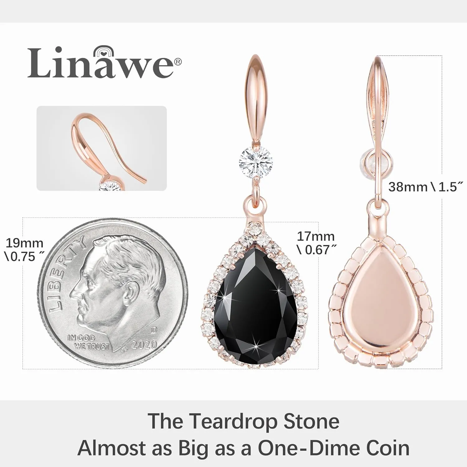 Linawe Imitation Diamond Dangle Earrings for Women Trendy, Rhinestone Drop Chandelier Earrings, Teardrop Crystal Cubic Zirconia Wedding Jewelry Set, 14K Gold/Rose Gold/Silver Tone