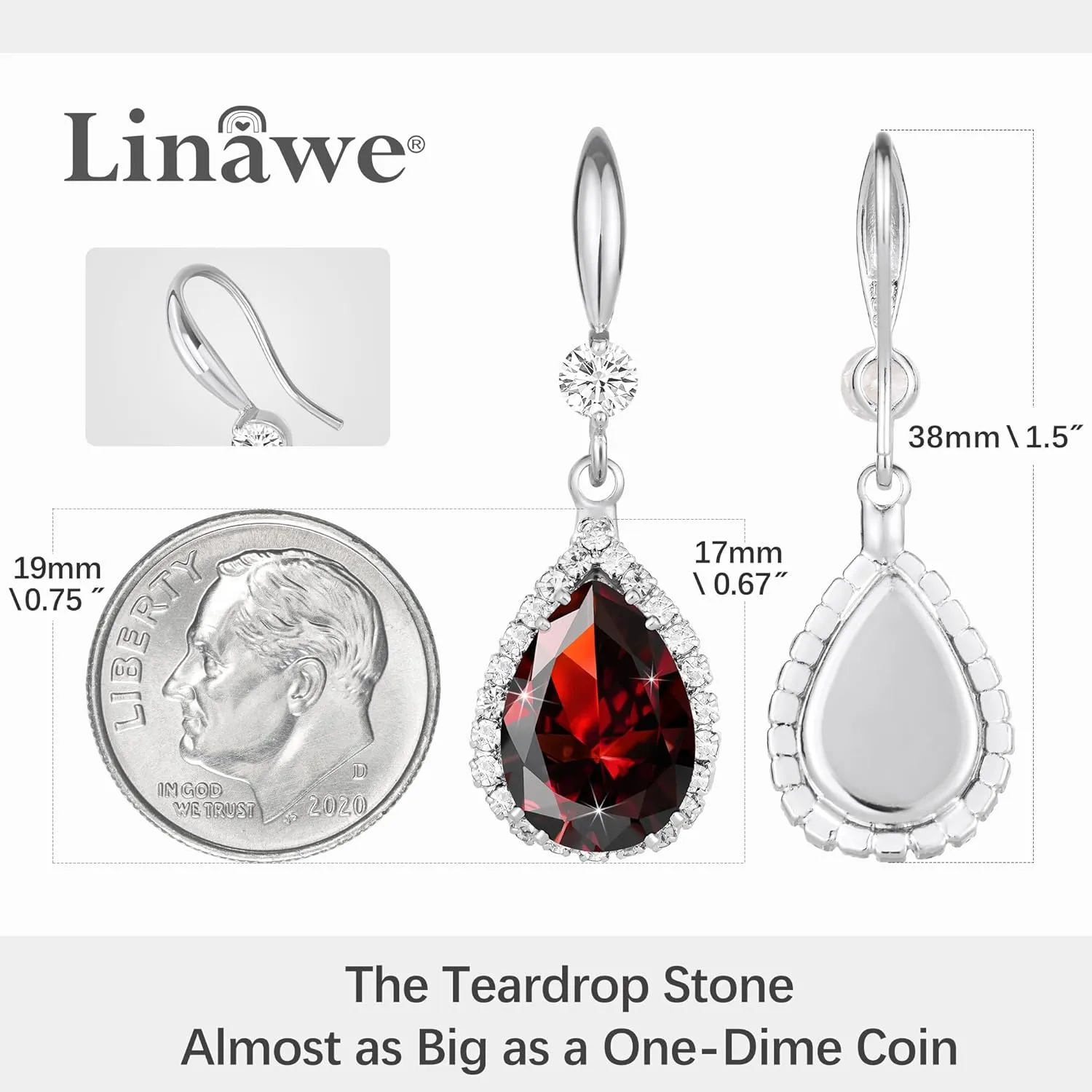 Linawe Imitation Diamond Dangle Earrings for Women Trendy, Rhinestone Drop Chandelier Earrings, Teardrop Crystal Cubic Zirconia Wedding Jewelry Set, 14K Gold/Rose Gold/Silver Tone