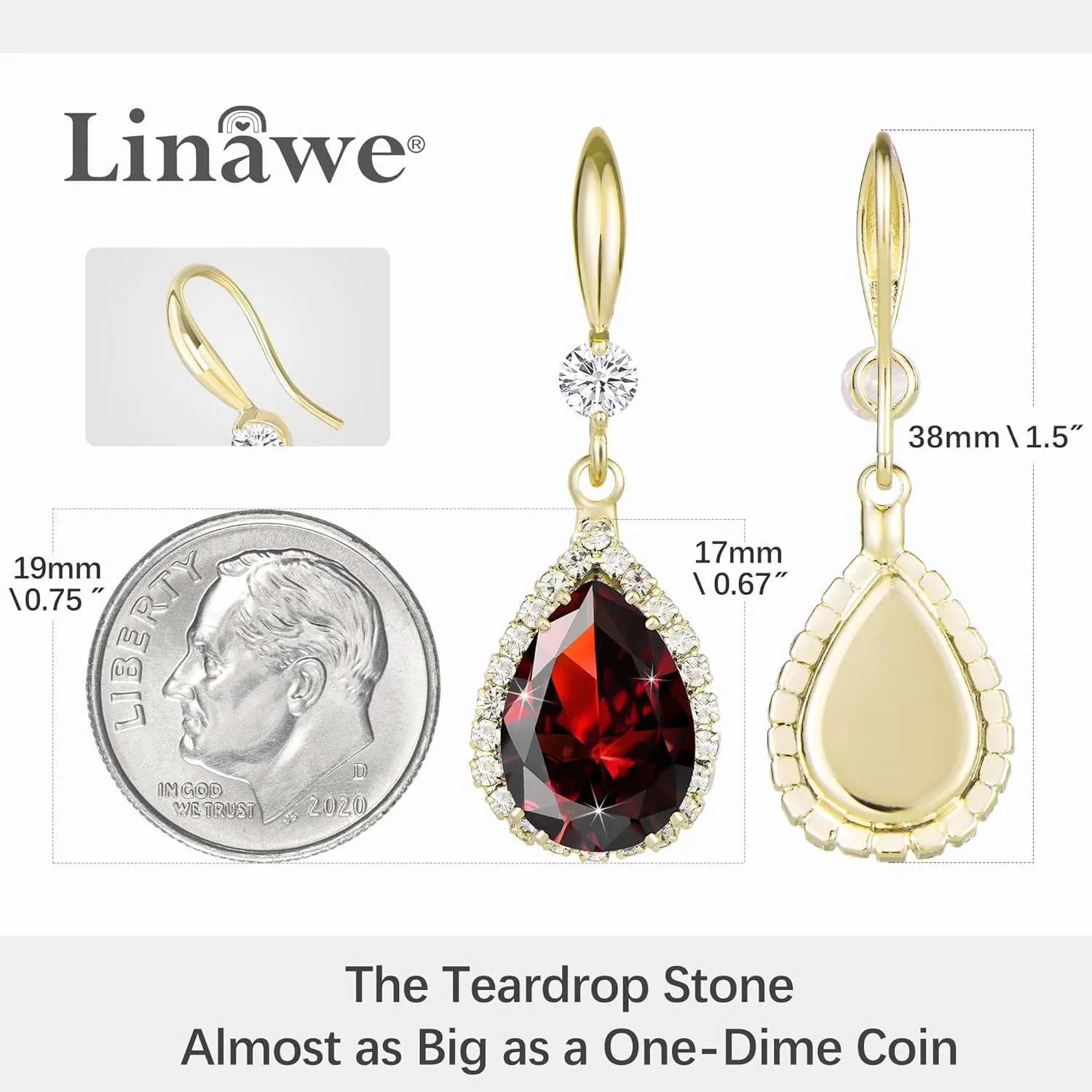 Linawe Imitation Diamond Dangle Earrings for Women Trendy, Rhinestone Drop Chandelier Earrings, Teardrop Crystal Cubic Zirconia Wedding Jewelry Set, 14K Gold/Rose Gold/Silver Tone