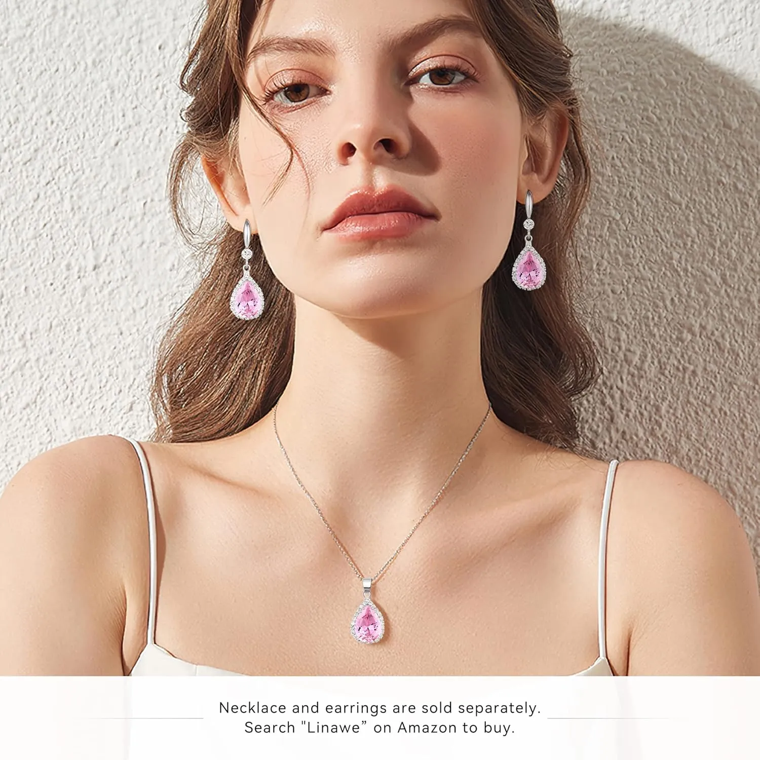 Linawe Imitation Diamond Dangle Earrings for Women Trendy, Rhinestone Drop Chandelier Earrings, Teardrop Crystal Cubic Zirconia Wedding Jewelry Set, 14K Gold/Rose Gold/Silver Tone