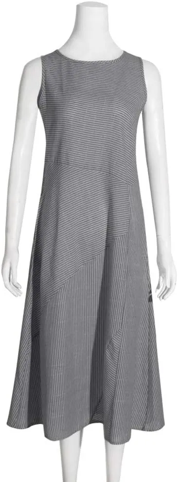 Linen Dress Dresses for Women 2024 with Pockets Plus Size Midi Dress Zipper Flowy Sleeveless Boho Beach Sun Dress