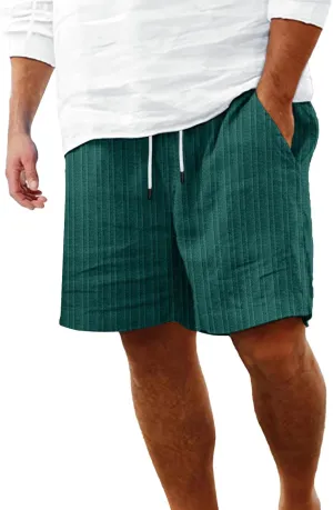 Linen Shorts for Men Black Leisure Solid Color Black Single Layer Shorts for Men Beach Shorts with Pockets Men's