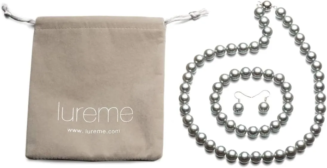 LUREME Fashion Style Pearl Elastic Necklace Bracelet Dangle Earring Set(09000649)