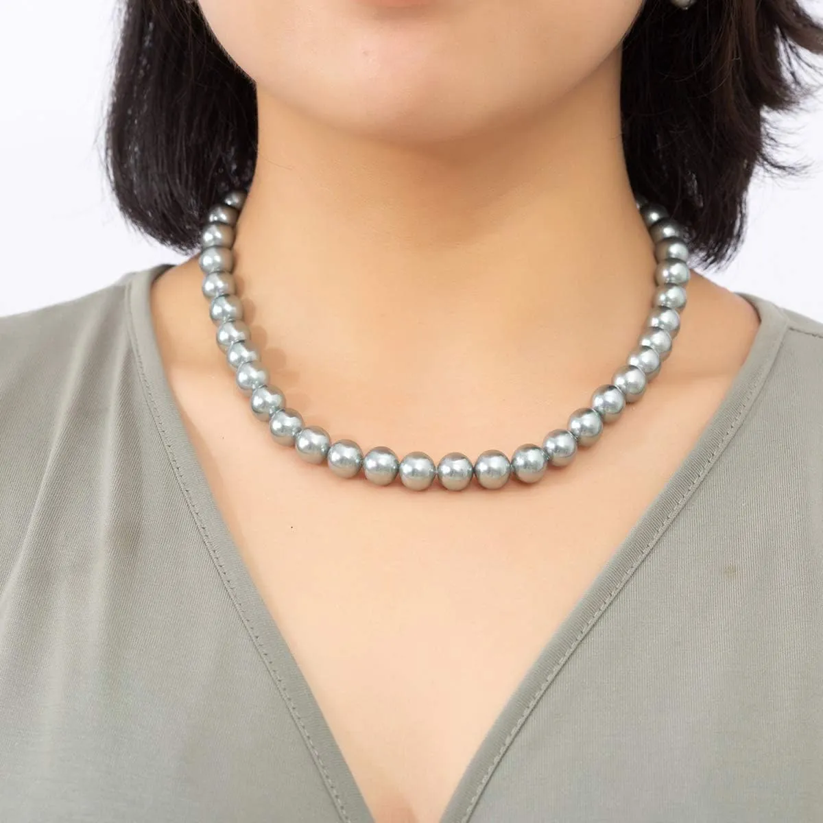 LUREME Fashion Style Pearl Elastic Necklace Bracelet Dangle Earring Set(09000649)