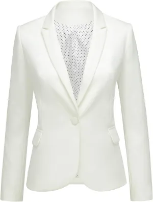 luvamia Women's Long Sleeve Formal Notch Lapel Button Down Blazer Pockets Jacket