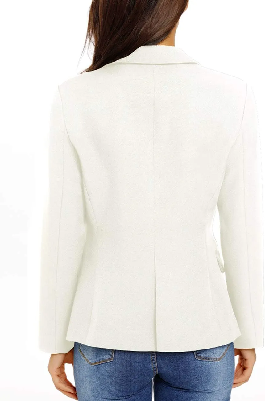 luvamia Women's Long Sleeve Formal Notch Lapel Button Down Blazer Pockets Jacket