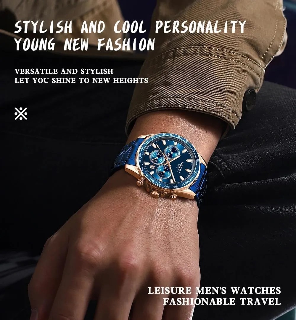 Luxury Casual Watch Business Male Wrist Watches Date Clock Waterproof Chronograph Mens Watch