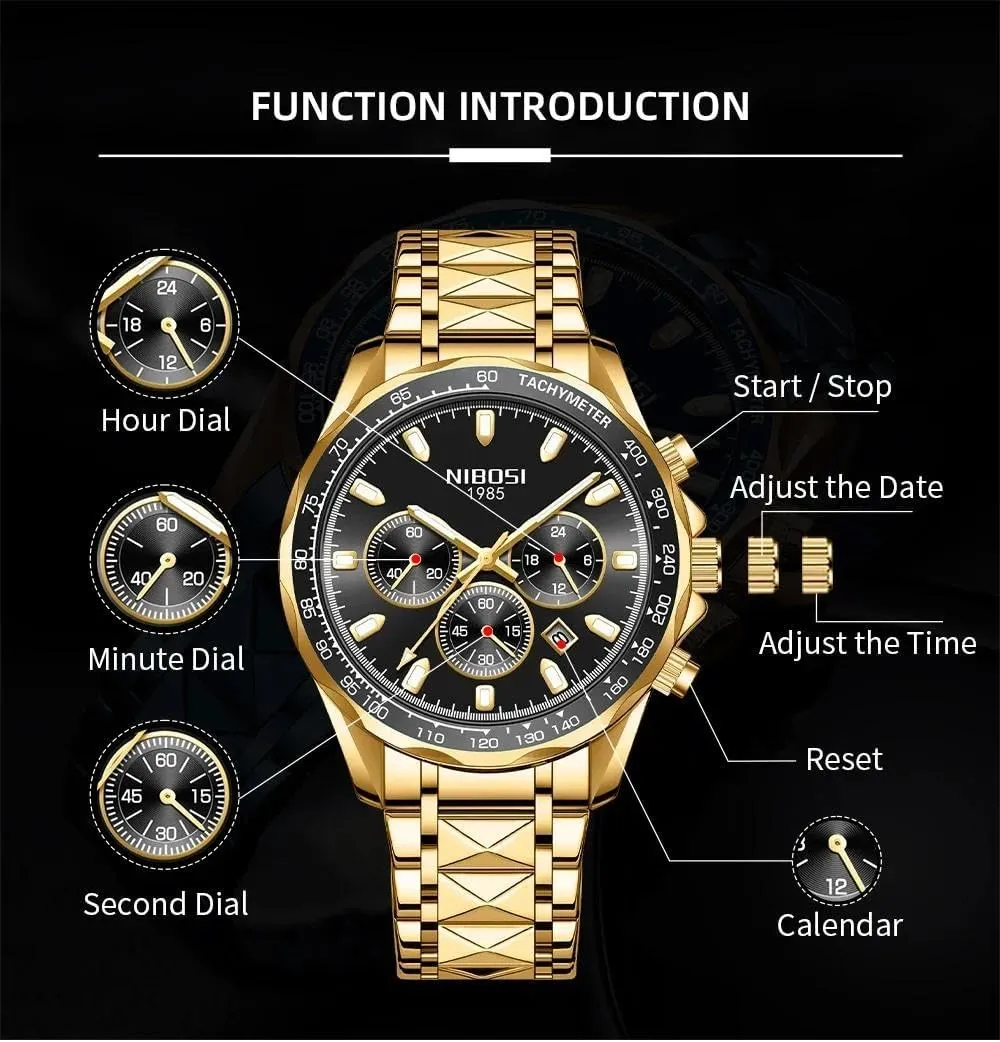 Luxury Casual Watch Business Male Wrist Watches Date Clock Waterproof Chronograph Mens Watch