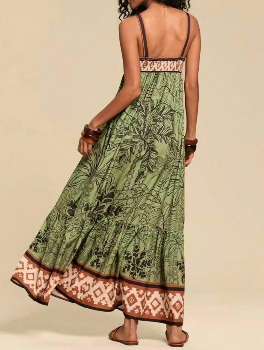 Melliflo Boho Maxi Cami Dress for Women Spaghetti Strap A Line Long Dress Summer Flowy Beach Vacation Tropical Sundress