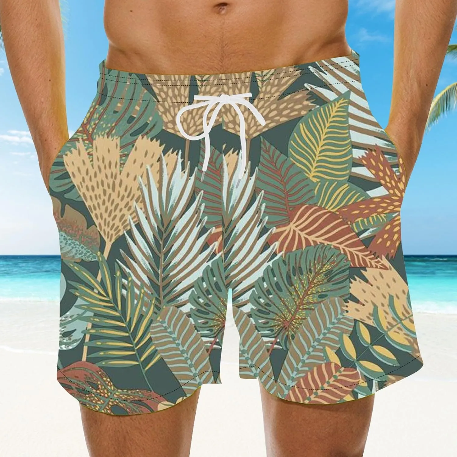Men 2 Piece Shorts Set Dye Sports Shorts Casual Beach Couple Pants Jean Shorts Mens Swim with Drawstring Mens Swim