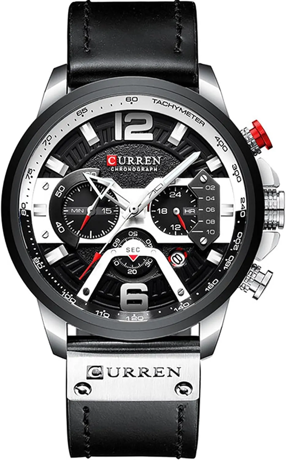 Men Chronograph Sport Watches Brown Leather Strap Quartz Watch Business Casual Wrist Watch for Men
