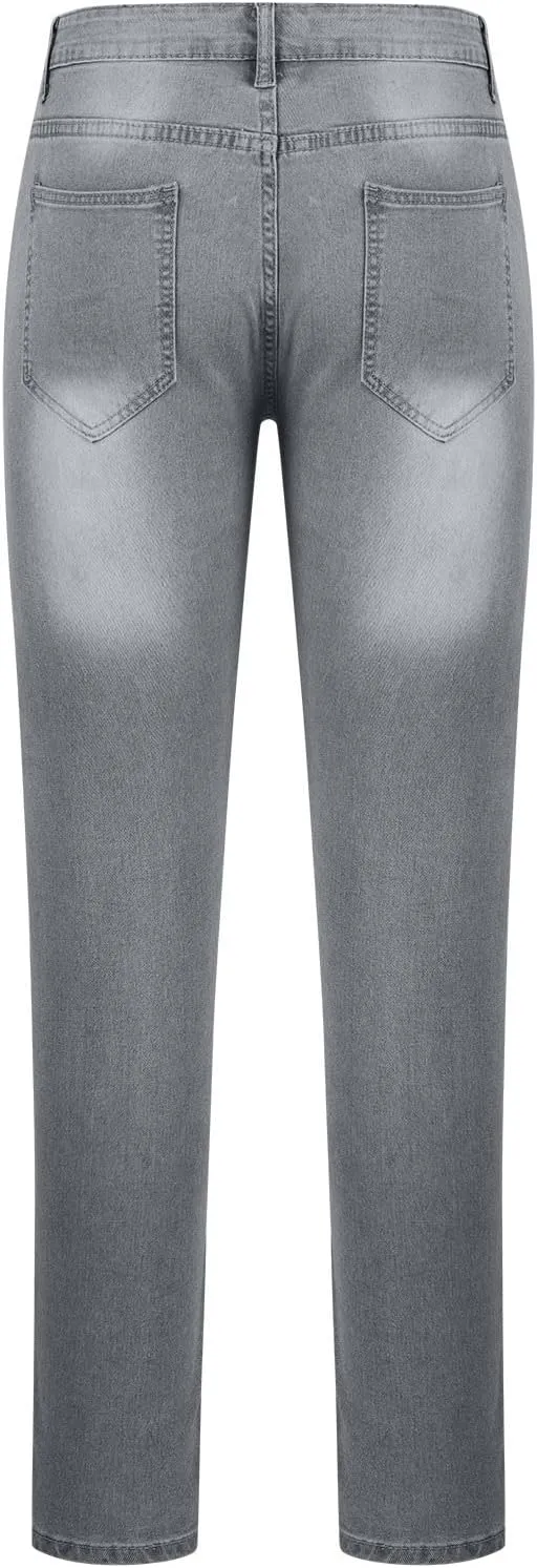 Men Skinny Slim Fit Casual Jeans Dyeing Stretch Straight Fashion Denim Pants Casual Straight Full Length Trousers