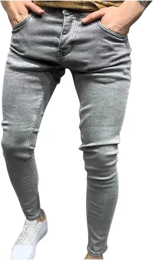 Men Skinny Slim Fit Casual Jeans Dyeing Stretch Straight Fashion Denim Pants Casual Straight Full Length Trousers