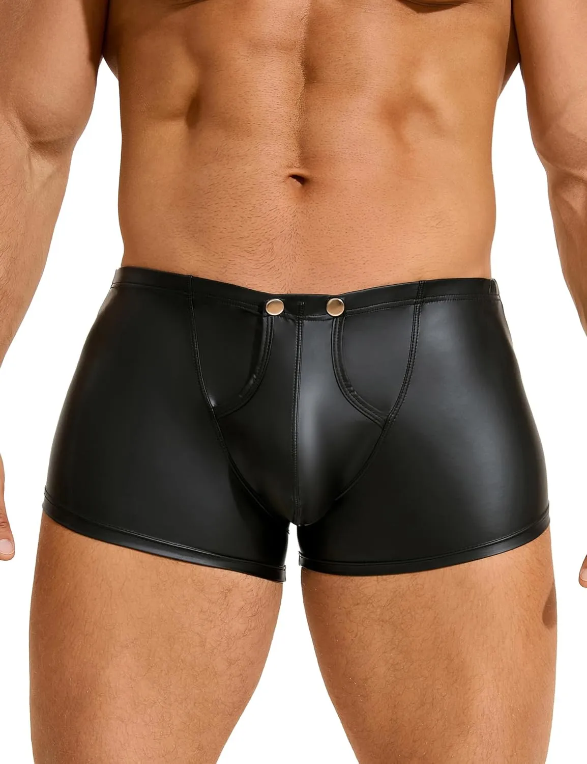 Mens Boxer Brief Sexy Below Button Open Crotch Comfort Men's Underwear Boxer Shorts S-2XL