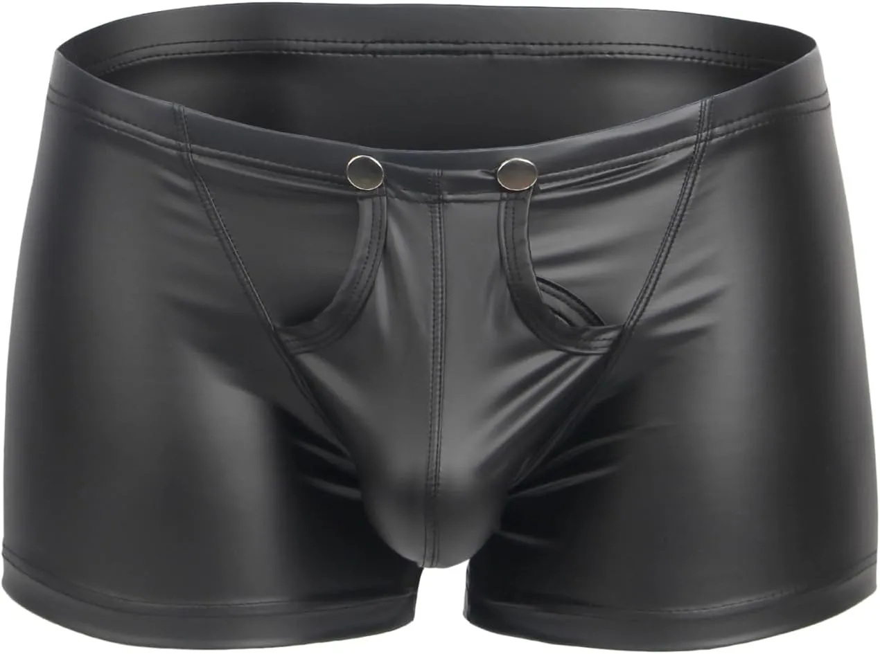 Mens Boxer Brief Sexy Below Button Open Crotch Comfort Men's Underwear Boxer Shorts S-2XL