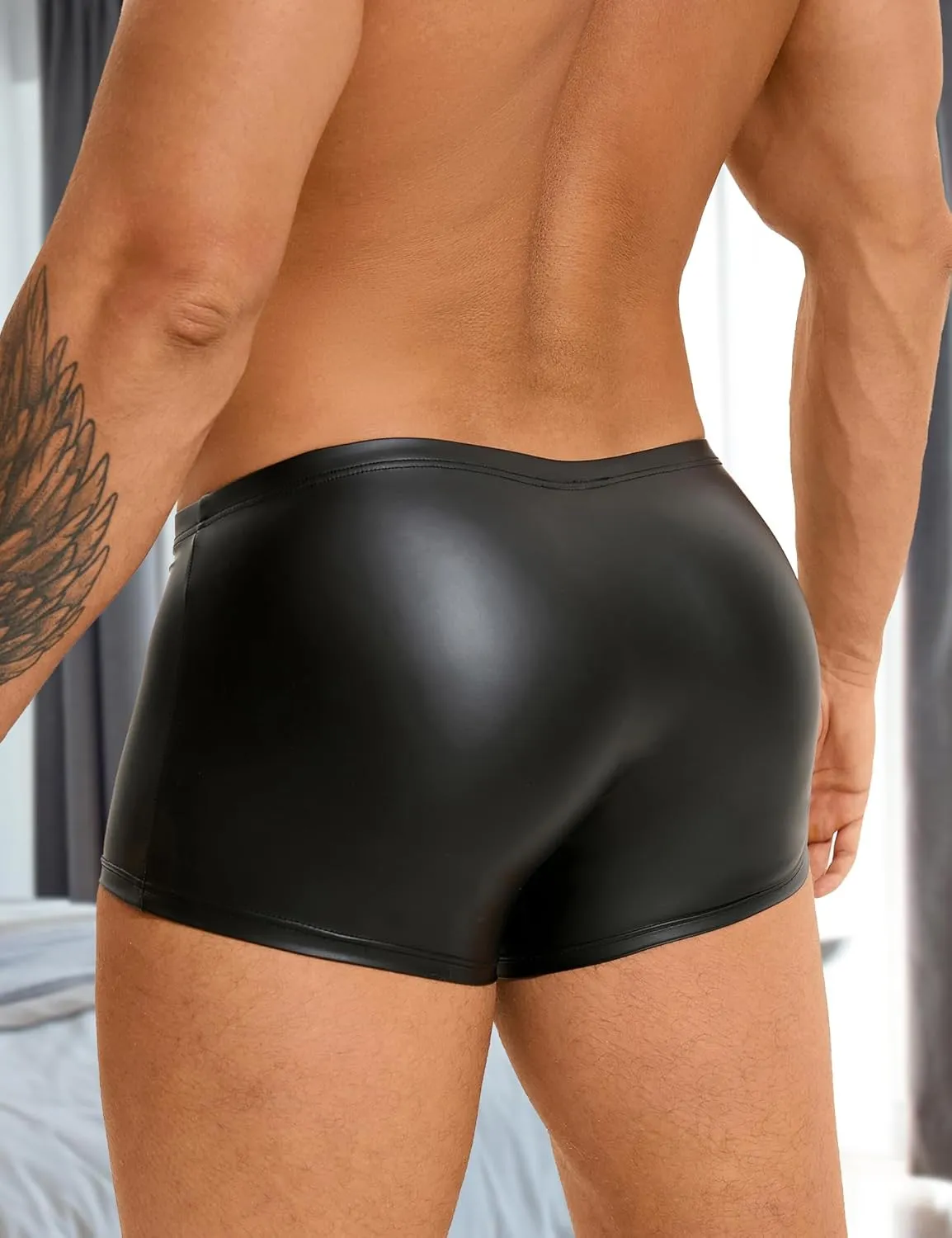 Mens Boxer Brief Sexy Below Button Open Crotch Comfort Men's Underwear Boxer Shorts S-2XL