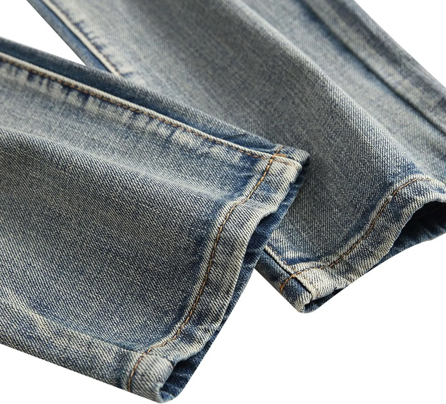 Men's Distressed Biker Moto Denim Pants Ripped Skinny Fit Fashion Jeans Slim Fit Casual Washed Hip Hop Jeans
