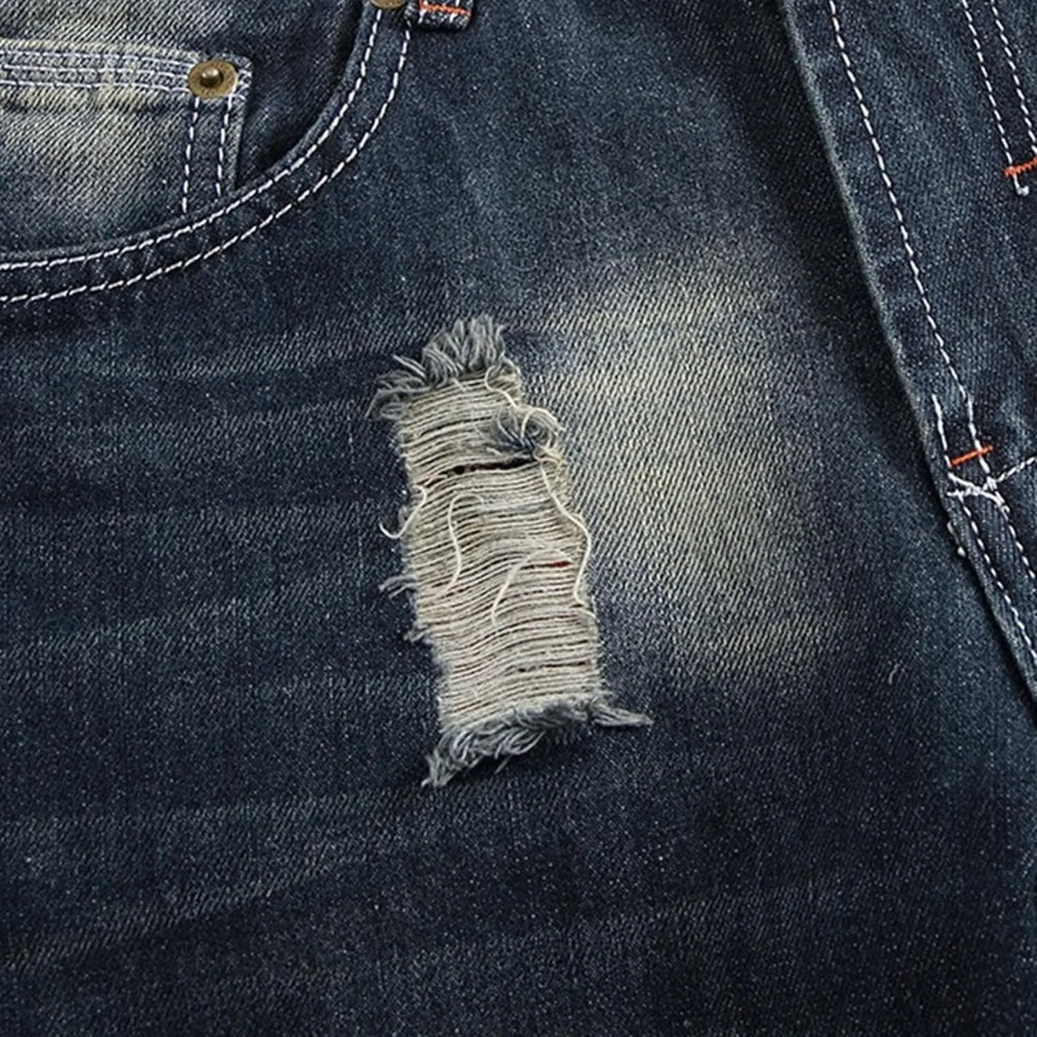 Men's Distressed Slim Fit Biker Jeans Ripped Denim Comfort Casual Denim Pants Straight Leg Stretch Skinny Jeans