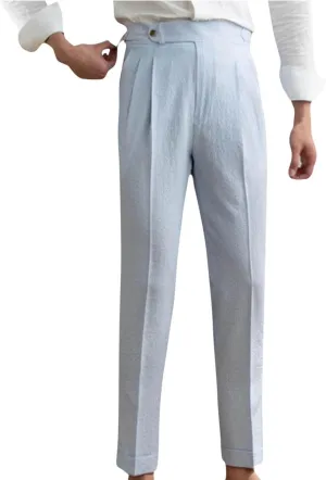 Men's Dress Pants High Waist Stylish Slim Fit Bottoms Office Trousers Classic Formal Tailored Look