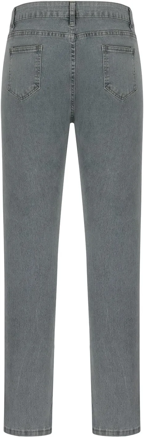 Mens Jeans Slim Fit Skinny Denim Stretch Tapered Jean Pants Zipper Button Elastic Waist Casual Pocket Sports Trousers