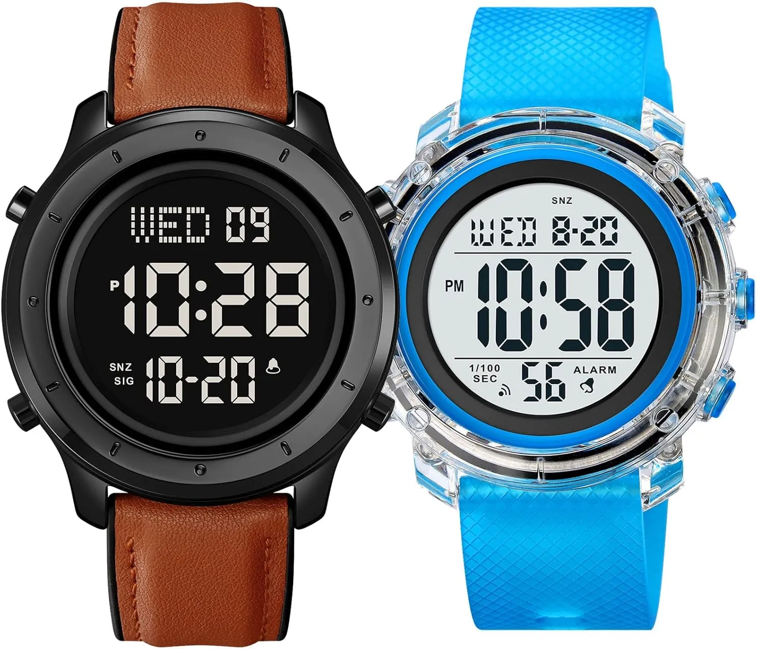 Mens Leather Watch for Men Digital Watch Men's Wrist Watches LED Stainless Steel Waterproof Stopwatch Wrist Watch for Men Digital Watch for Mens Boys Waterproof Stopwatch Date Blue