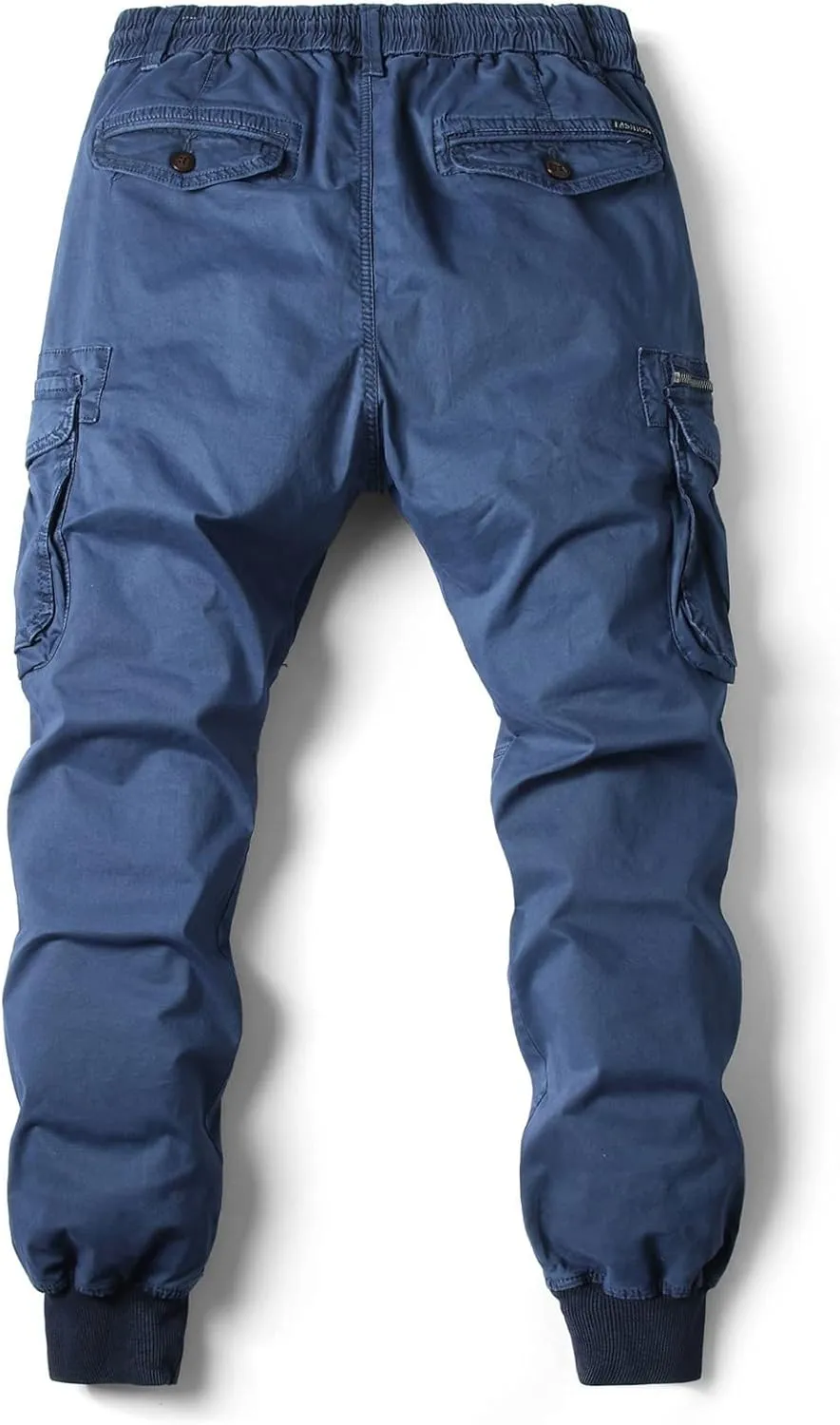 Mens Linen Pants Drawstring Buckle Zipper Cargo Pants Multi Pockets Solid Beam Feet Athletic Sweatpants Outdoor
