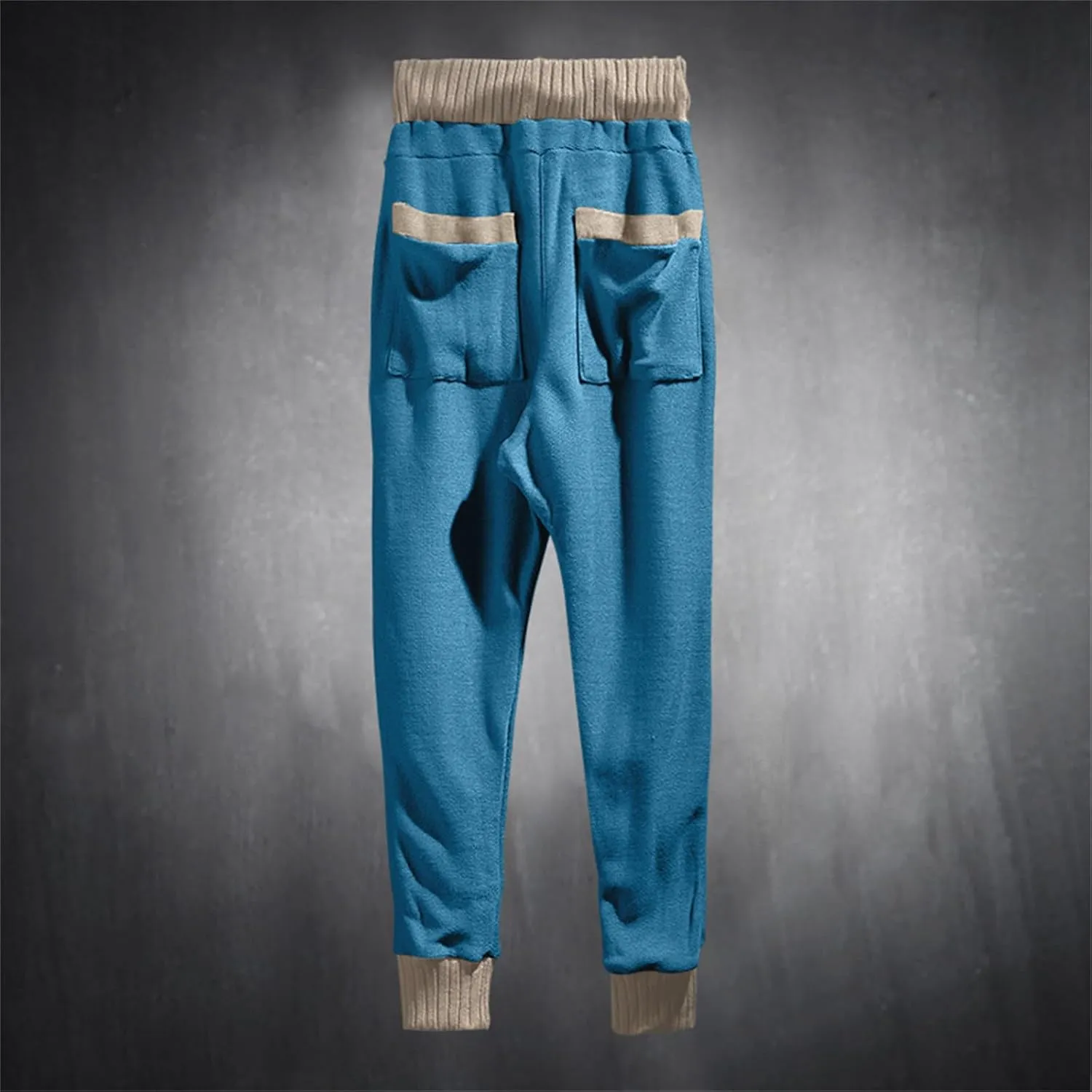 Mens Novelty Drawstring Slim Fit Knitted Casual Loose Lightweight Wrinkle Free Fashion Long Dress Suit Trousers Pants