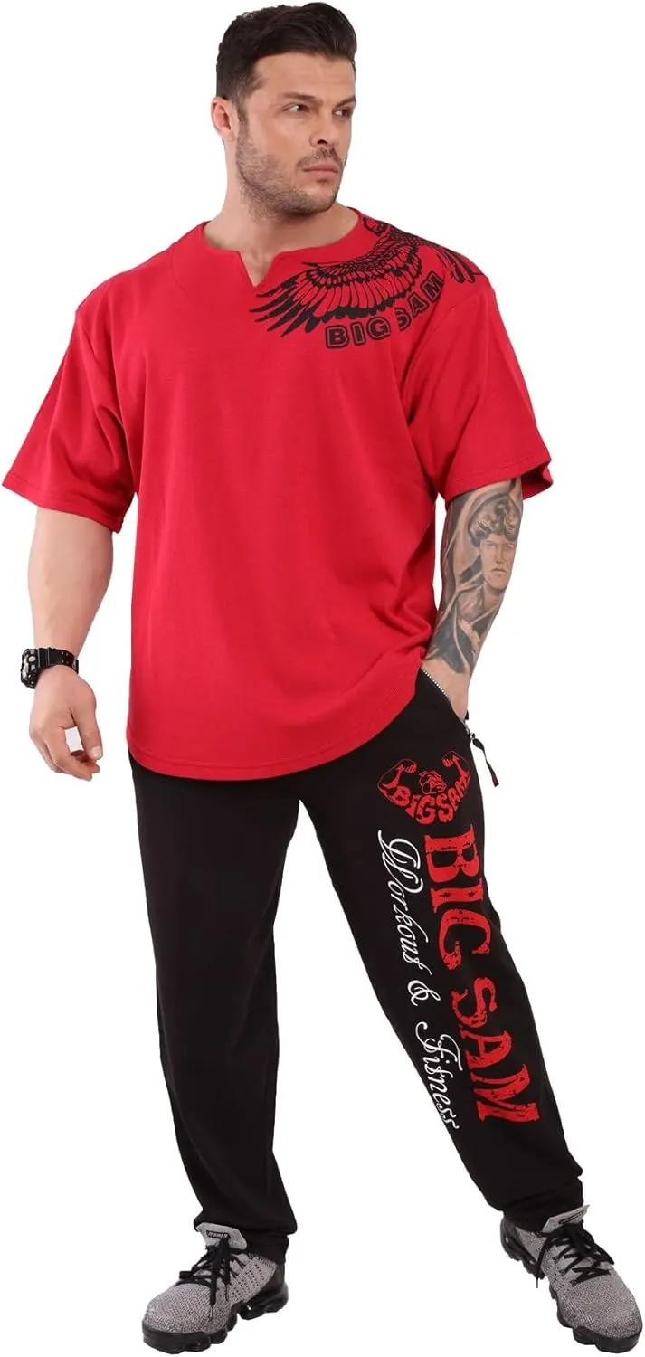 Men's Oversize Active T-Shirts, Bodybuilding and Lifting Gym Large Cut Tops